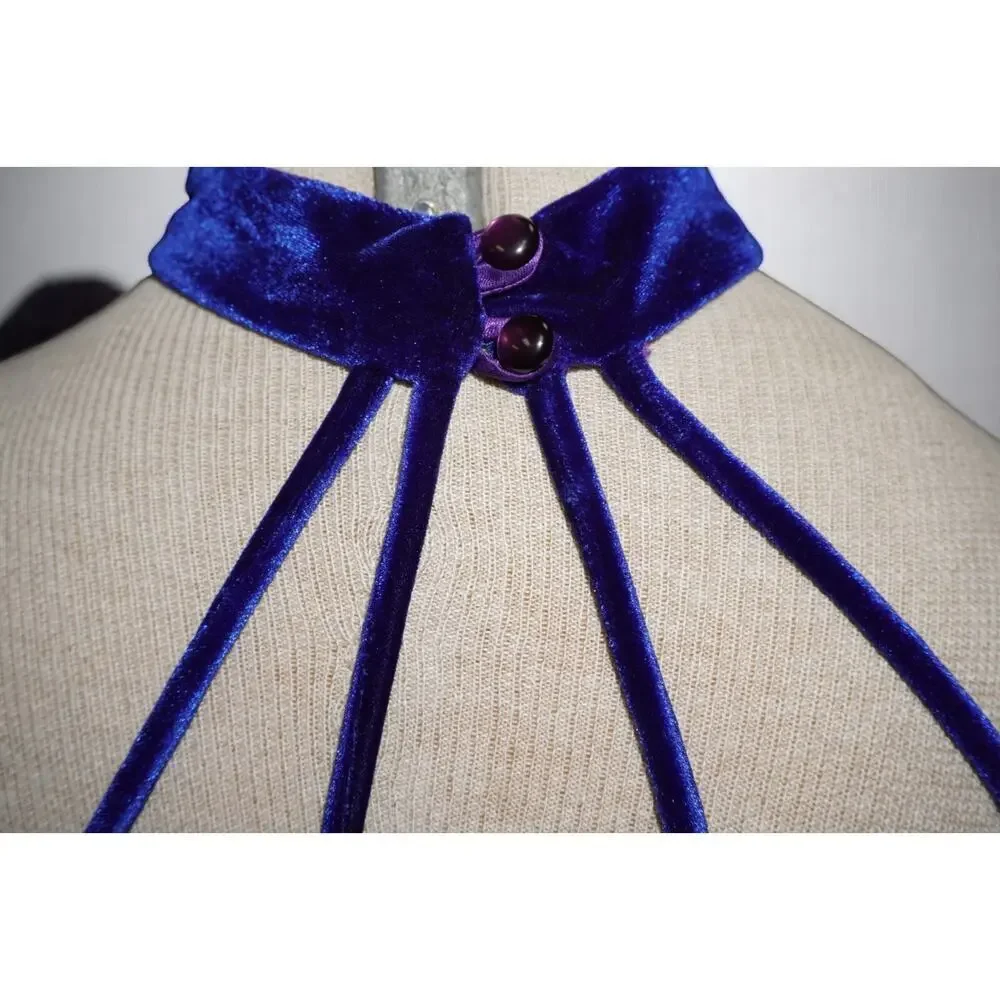 Kiki USA Royal Blue Velvet Halter Dress – Size 40 - Picture 8 of 16